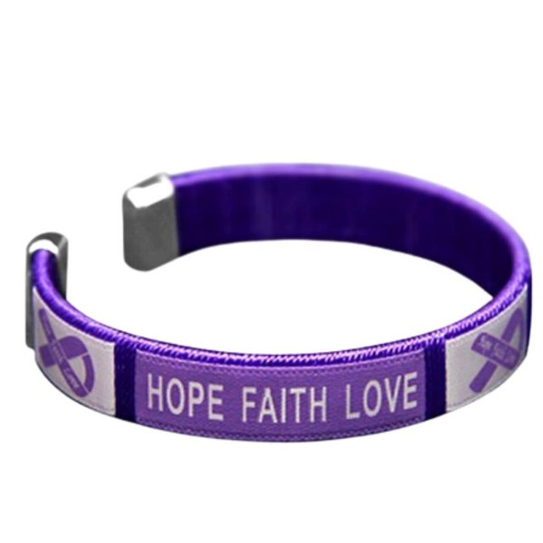 Purple Ribbon Awareness Bangle Bracelets