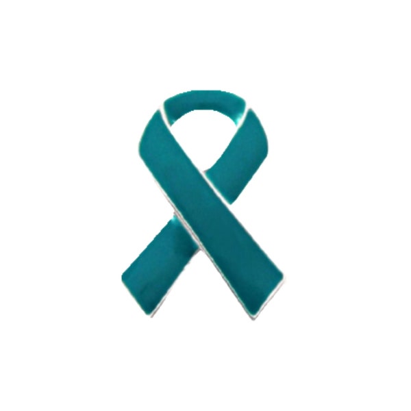 Teal Ribbon Awareness Lapel Pins for Ovarian Cancer, PTSD, Rape, Anxiety Disorder & Tourette's syndrome - Bulk Quantities Available