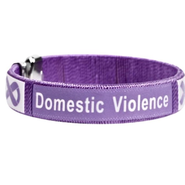 Domestic Violence Awareness Purple Ribbon Bangle Bracelets