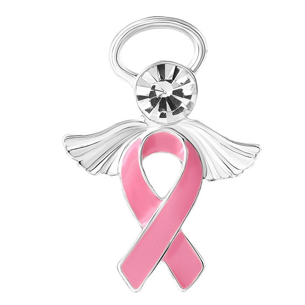 Pink Ribbon Angel Pins for Breast Cancer - Bulk Quantities Available