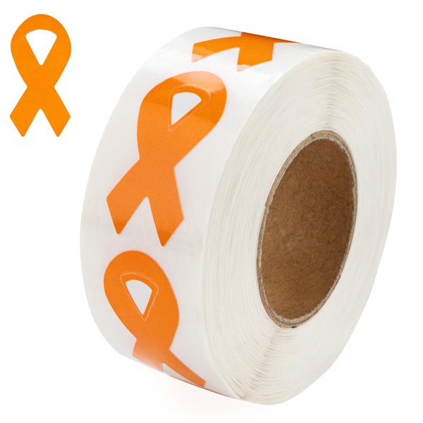 Small Orange Ribbon Stickers (250 per Roll)