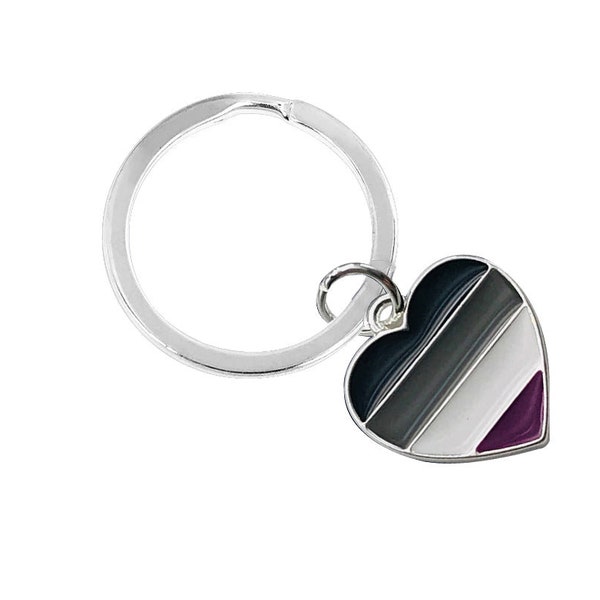 Asexual Heart Flag Split Ring Key Chains