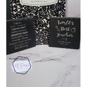 Personalized laser engraved coasters for teachers