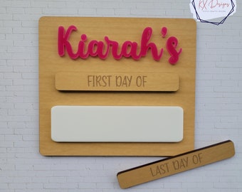 First Day and Last Day of School Sign, Back To School Board, Reusable, Interchangeable First/Last Day, Dry Erase, Any Occasion Photo Prop