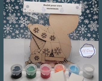 Snowman DIY kit, DIY Craft Kit, wooden diy kit for kids, paint supplies included, bulk options available