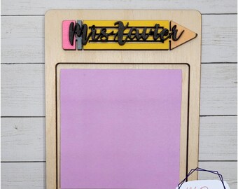 Personalized Sticky Note Holder, Personalized Teacher Gift, Teacher Thank You Gift, Teacher Appreciation Gift, End of Year Teacher Gift