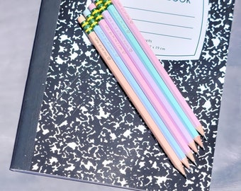 Engraved Pencils - Personalized, Positive Affirmations Collection, 6-pack, Bulk options, Ticonderoga Yellow, Pastel, add name for FREE