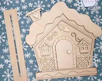 Gingerbread House DIY Craft Kit, wooden diy kit for kids, paint supplies included