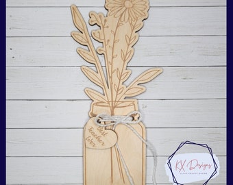 Personalized Engraved Wooden Mason Jar Bouquet, Gift for Special Person, Gift for loved one, Teacher, Add a note, Kids Gift Paint Project