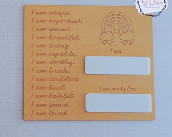 Positive Affirmations School Sign, New Adventures Photo Prop, New Milestones Board, Reusable with Dry Erase, Pick your font and design