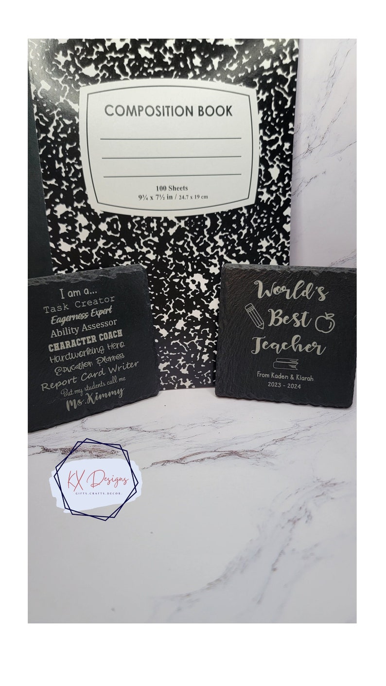 Personalized laser engraved coasters for teachers