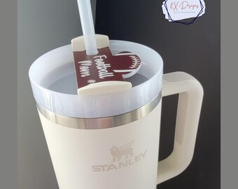 Football Name Plate | Custom Name Tag | Stanley Topper | Tumbler Cup | Game Day, Super bowl, Football mom, High School Athlete, Cheerleaders