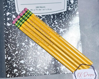 Engraved Pencils - Personalized, Custom Growth Mindset Collection, 6-pack, Bulk options, Ticonderoga Yellow or Pastel, add name for FREE