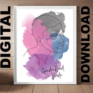 Minimal Line Art Gender Fluid Pride Gift For Gender Fluid Decor Gender Fluid Colors Gender Fluid Wall Art Digital Print For Gender Fluid