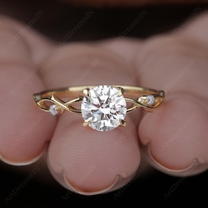 1CT Nature Inspired Diamond Engagement Ring IGI Certified Twig Diamond Ring, Delicate Promise Ring Proposal Ring Branch Petal Art Deco Ring