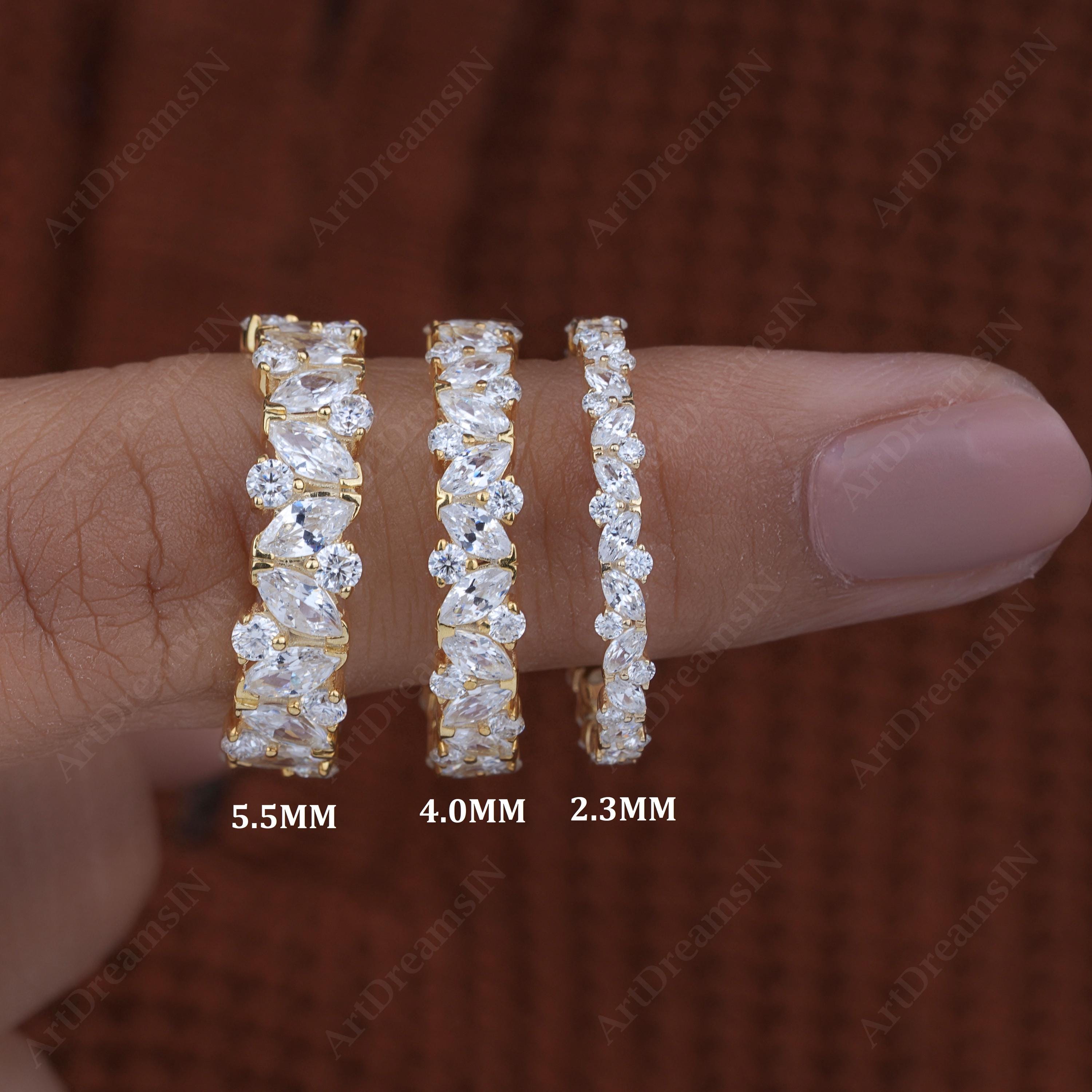 Lab Grown Diamond Wedding Band: 14K Marquise & Round Eternity Ring - Etsy