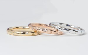 14k Gold Diamond Starbust Ring, Dainty Celestial Wedding Band, Star ...