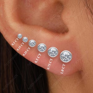 0.1 CT to 1 CT Bezel Set Diamond Stud, 10K/14K Solitaire Stud, Round Lab Grown Diamond Stud, Dainty Daily wear Unisex Stud, Best Gift Option
