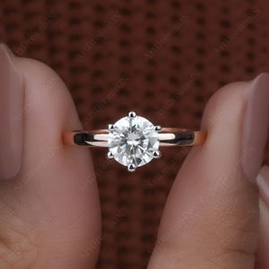 Classic 6 Prong Round Lab Grown Diamond Engagement Ring, 0.5ct to 3.0ct IGI Certified  Diamond, Solitaire Ring, Promise Ring, Proposal Ring
