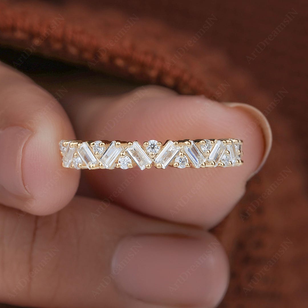14K Gold Lab Diamond Eternity Ring, Baguette and Round Cut - Etsy