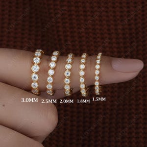 Bezel Set Diamond Eternity Band, 1.5MM to 3.MM Round Lab Grown Diamond Wedding Band, Bridal Matching Anniversary Band, Diamond Stack Ring
