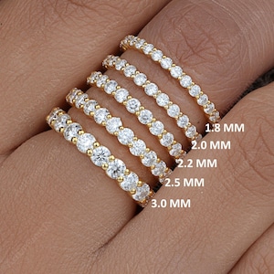 14K Gold Lab Grown Diamond Eternity Ring: Shared Prong Wedding Band