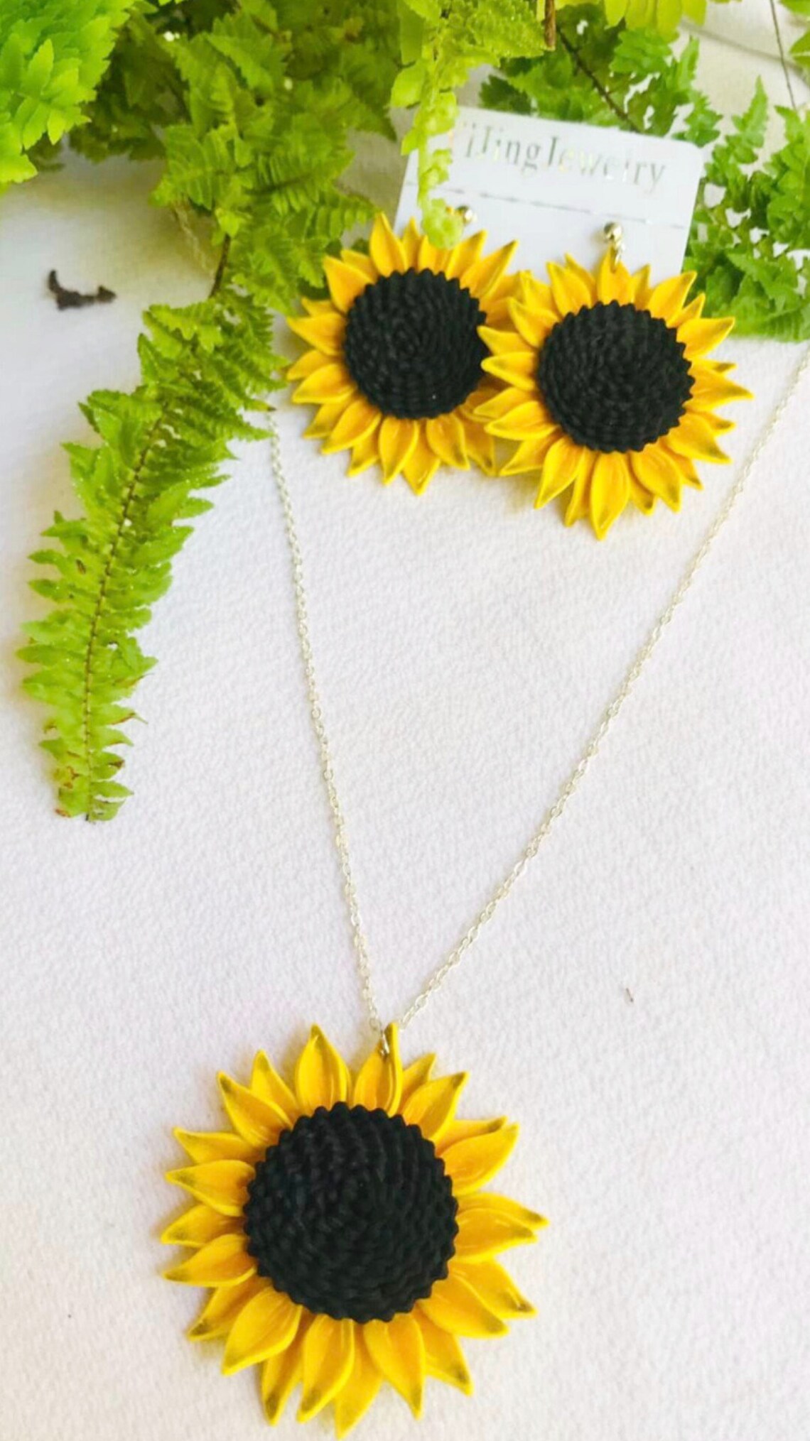 Sunflower Necklace and Earring Set Etsy