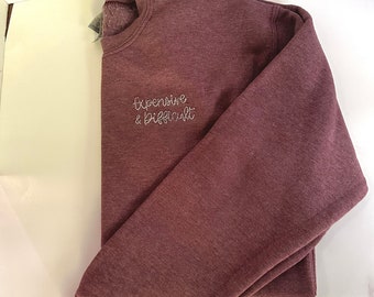 Personalized Hand Embroidered Adult Sweatshirt | Custom Hand-stitched Gift. Birthday & Easter Basket ideas.