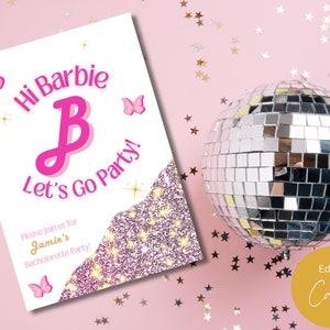 Fashion Doll Bachelorette Weekend Invitation And Itinerary, Bachelorette Invite Instant Download, Come On Barb, Let&#39;s Go Party, Bachelorette
