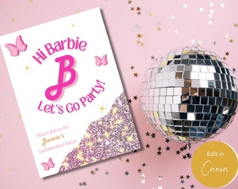 Modepuppe Bachelorette Wochenende Einladung und Reiseplan, Bachelorette einladen Sofort-Download, Come On Barb, Let's Go Party, Bachelorette