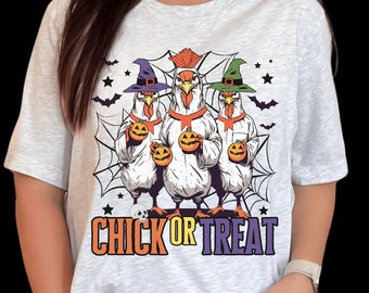 Chicken Halloween Shirt, Funny Trick or Treat Tee, Autumn Season TShirt, Spooky Chicken Graphic T-Shirt, Fall Rooster Tee, Chicken Lover Top