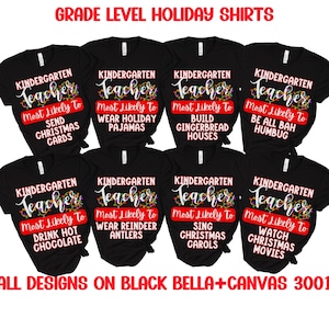 2nd Grade Christmas Teacher Shirts, Funny Christmas Shirts for Second Grade Teachers, Most Likely To Teacher Group Tshirts, Teacher Team Tee
