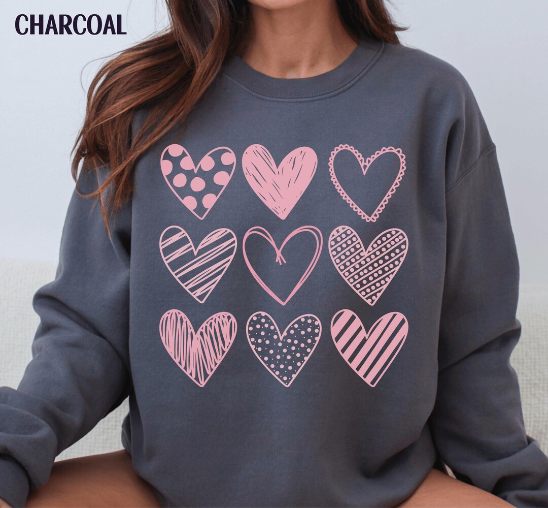 Valentine's Day Contrast Heart Long Sleeve Sweatshirt