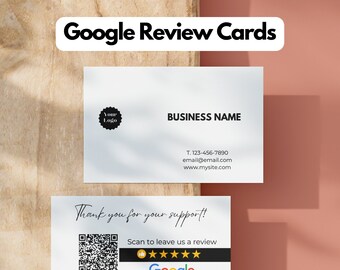 Google Review Cards QR code sign Google Review Sign Leave Feedback Template Reviews 5 Star Review White Editable Template