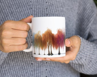 Coffee Mug | Willow Trees | Colorful Personalized Mug |  Include your Name | Custom Gift for Her | Farmcore | Cottagecore
