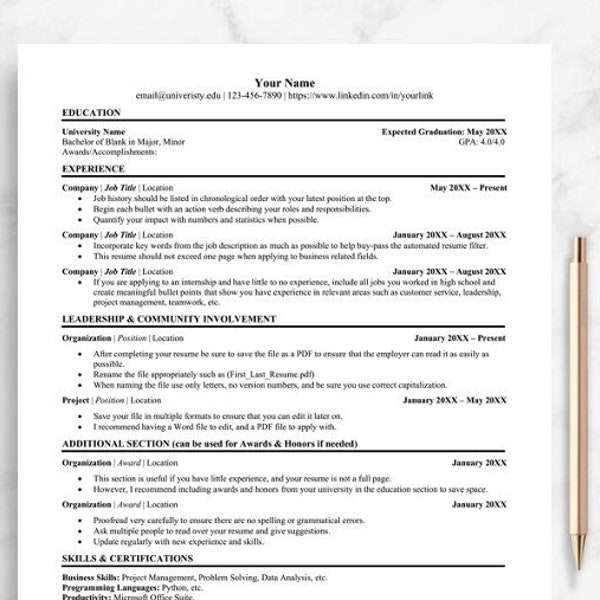 CV van een professionele universiteit | Academisch CV | CV voor bedrijfsstudenten | Middelbare school CV | Adviserend CV | Minimalistisch | Sjabloon