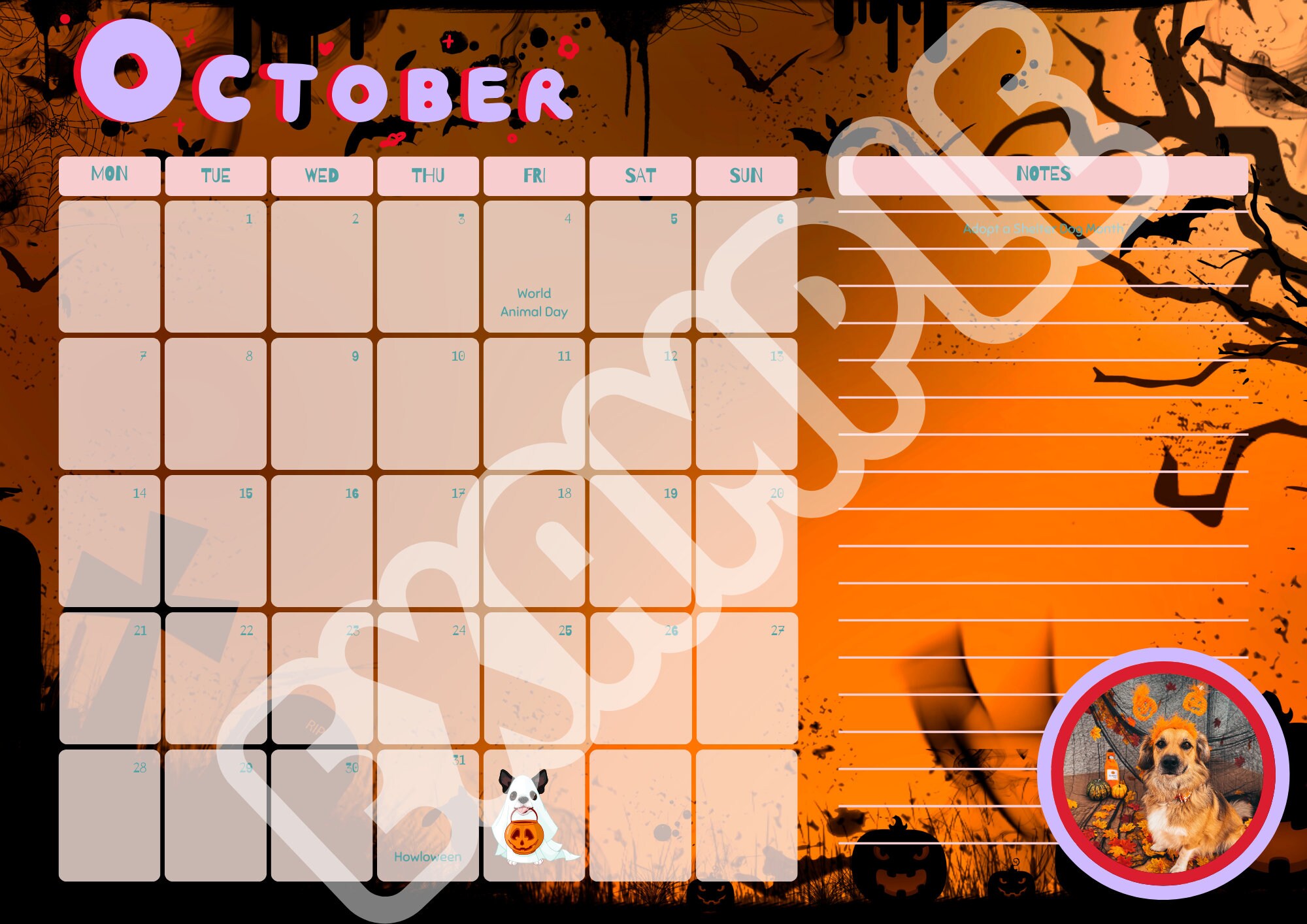 Pet Calendar 2024 Printable digital File Etsy Australia