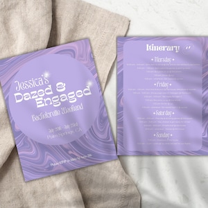 Dazed & Engaged Bachelorette Party Invite, Canva Template, Editable, Customizable, Digital Funky Psychedelic Bachelorette Invitation