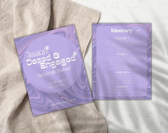 Dazed & Engaged Bachelorette Party Invite, Canva Template, Editable, Customizable, Digital Funky Psychedelic Bachelorette Invitation