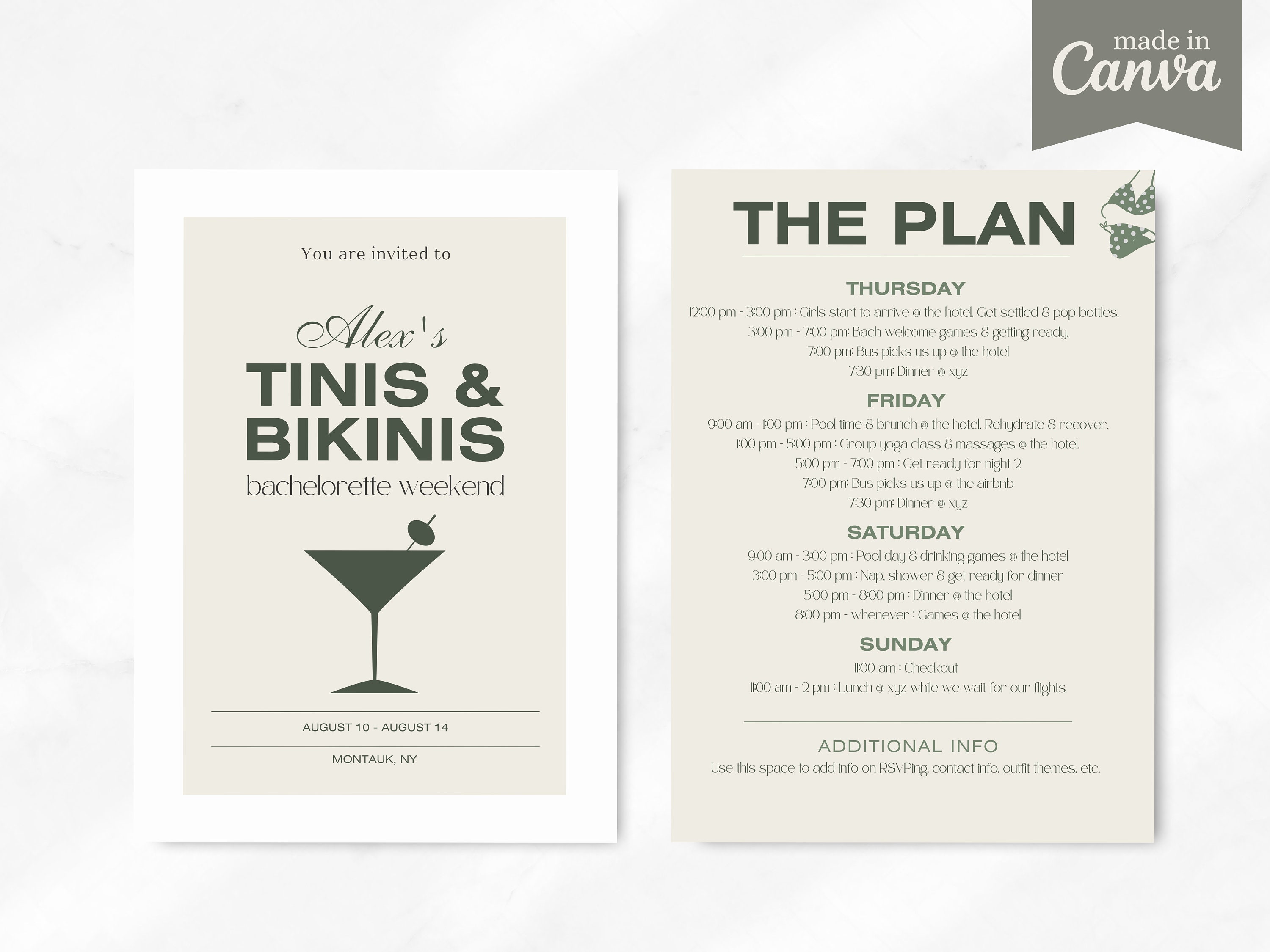 Martinis and Bikinis Bachelorette Party Invite Template Bach Etsy