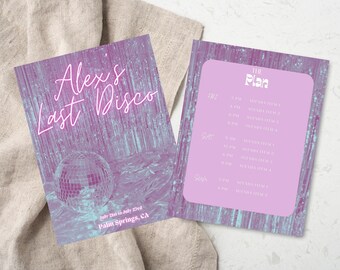 Last Disco Bachelorette Party Itinerary, Bachelorette Itinerary, Canva Template, Editable, Customizable Digital Bachelorette Invitation