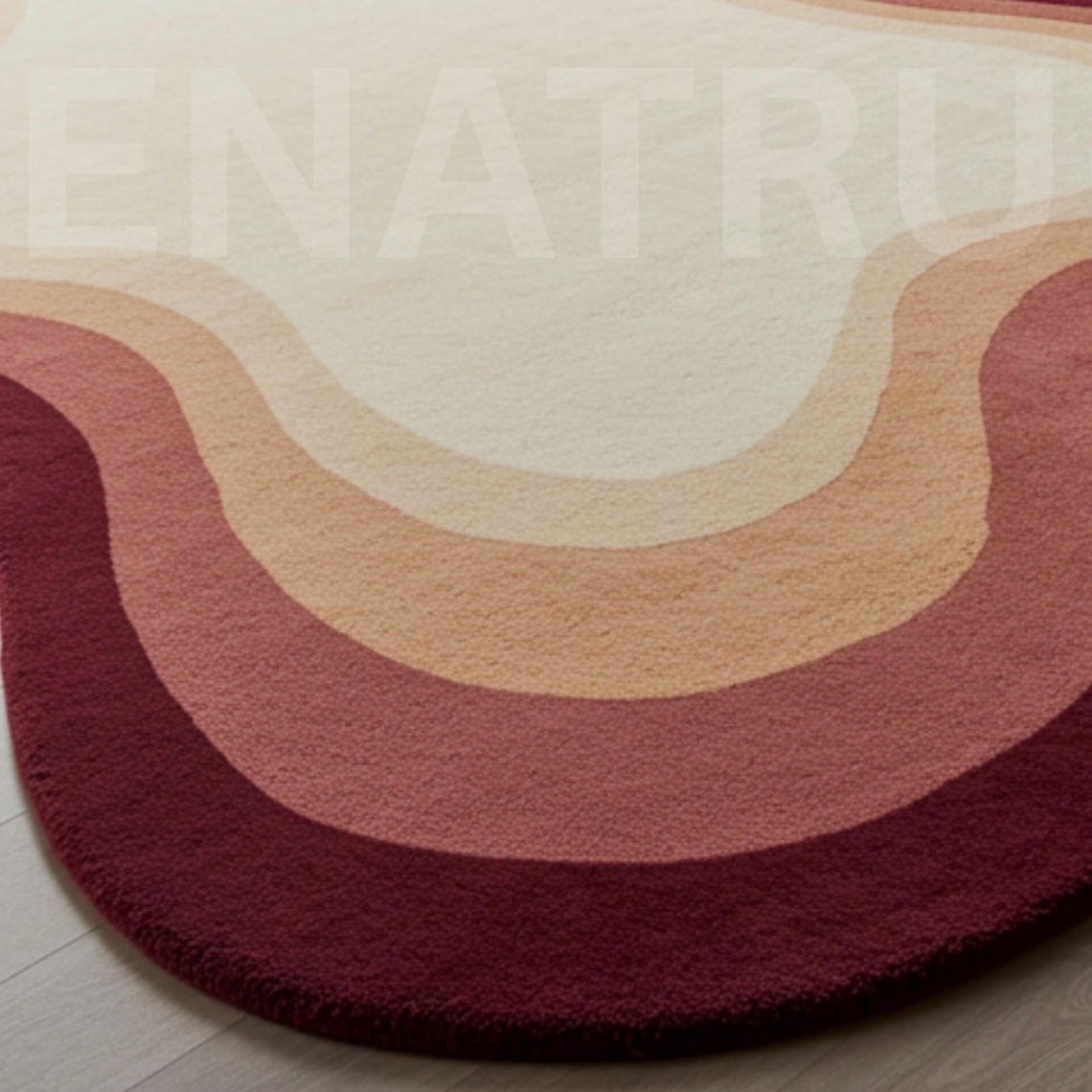 Wool Wave Rug Hand-tufted Wool Ombre Wave Rug – Irregular Shape, Red & Pink Tones - Etsy