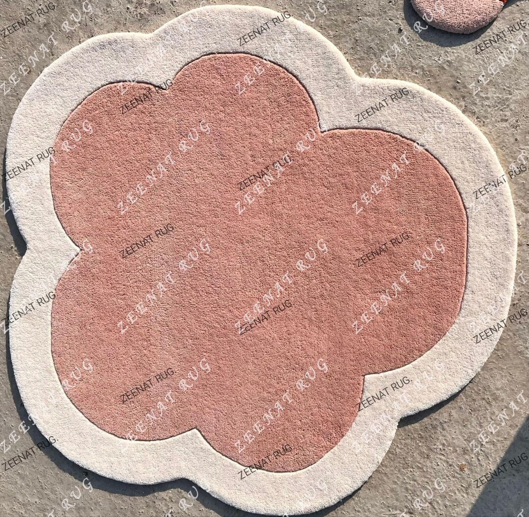 Irregular Shape Pink Cloud Area Rug Hand Tufted Soft Pink Color 3x3 ...
