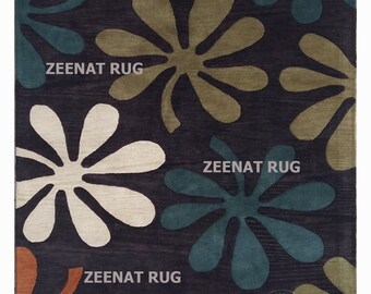 Floral Design 100% Wool Hand Tufted Multi Colour  Area Rug For Home Decor for Entry Area/ Living Room/Office/Kitchen/Bedroom & hall use.