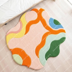 Evoke Harmony Hand Tufted Wool Rug Pink Color Irregular Shape 8x10 Handmade Custome Area Rug for   funky home decor