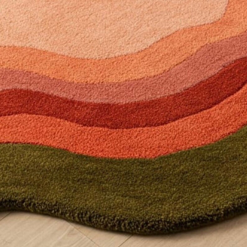Sunset Canyon Hand-tufted Wool Rug Warmth and Organic Flow Irregular ...