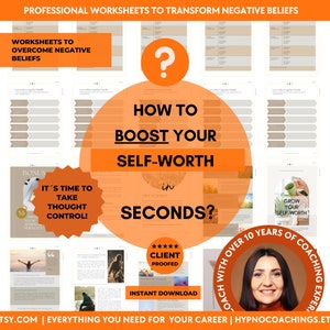 Self-Worth, You are Enough, Self Growth Worksheets, Self Sabotage, Inner Critic, Challenge negative thought