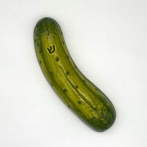 Pickle Mezuzah, handmade stoneware judaica shop, jewish home decor, sour pickle mezuzot, ceramic mezuzahs, jewish art