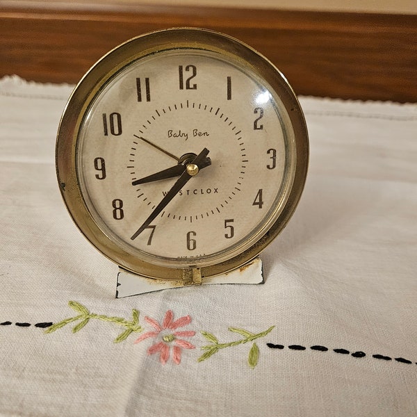 Vintage Westclox Baby Ben Clock White Wind up Clock