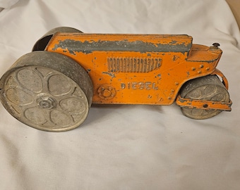 Vintage Hubley Kiddie Toy Orange Diesel Steam Roller